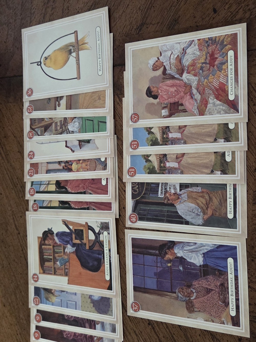 Vintage 1994 American Girl Addy Walker Trading Card Lot (16 Cards Total)